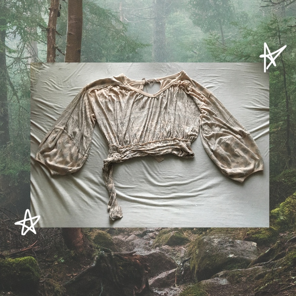 Free People Extra Small Open Back Beige Boho Top